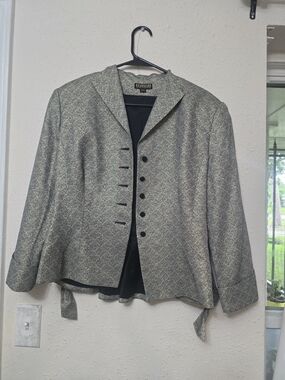 Vintage Escada Metallic Tweed Blazer Jacket in Silver-Gray